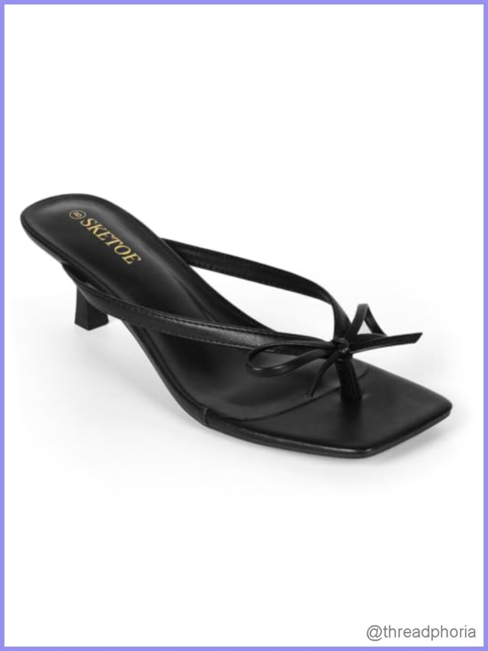 Women Kitten Heels Square Toe Flip Flop Sandals Bow Dressy Low Heel Non-Slip